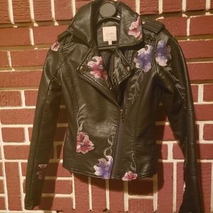 Hot Faux Leather Embroidered Candies Jacket